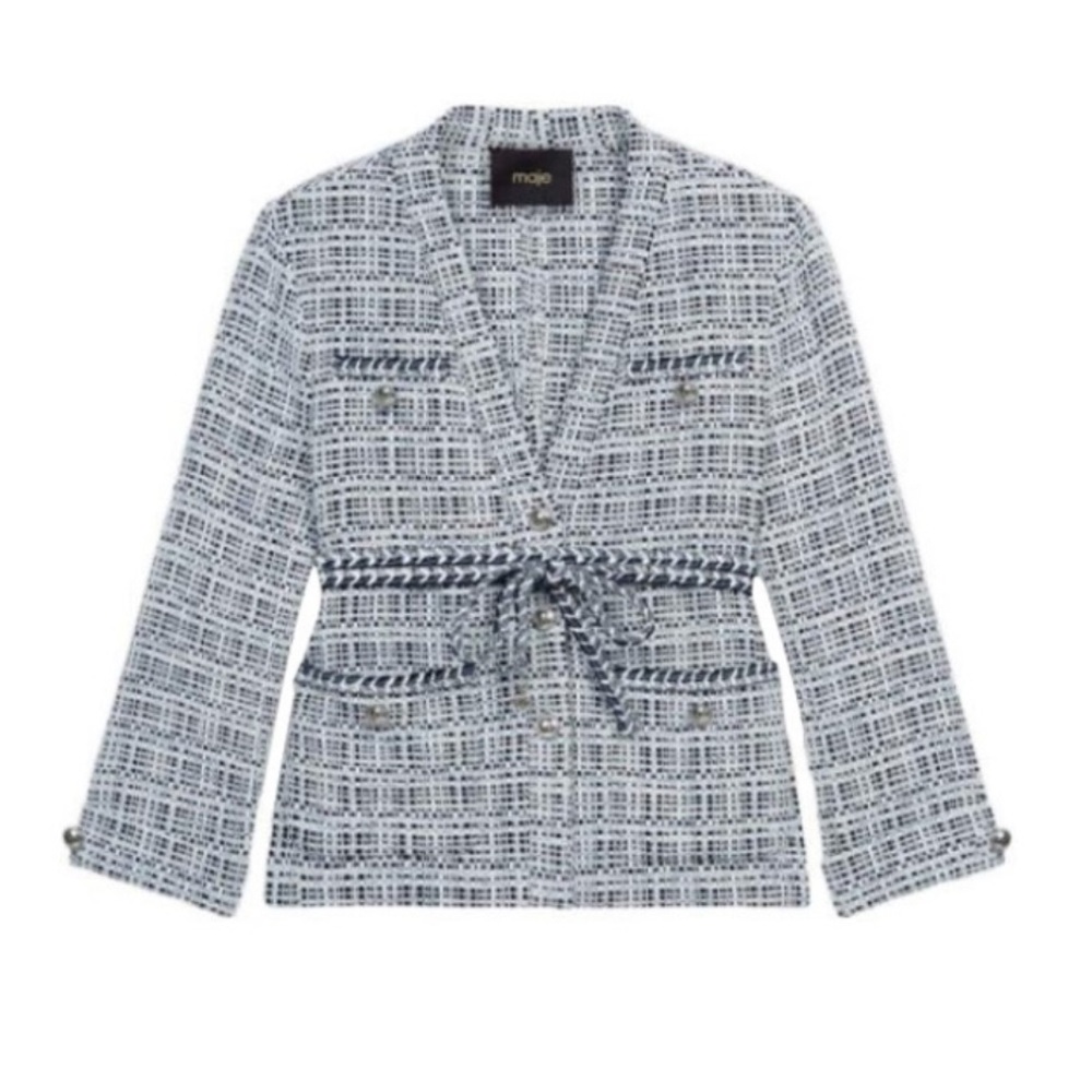 Maje Belted Tweed Jacket